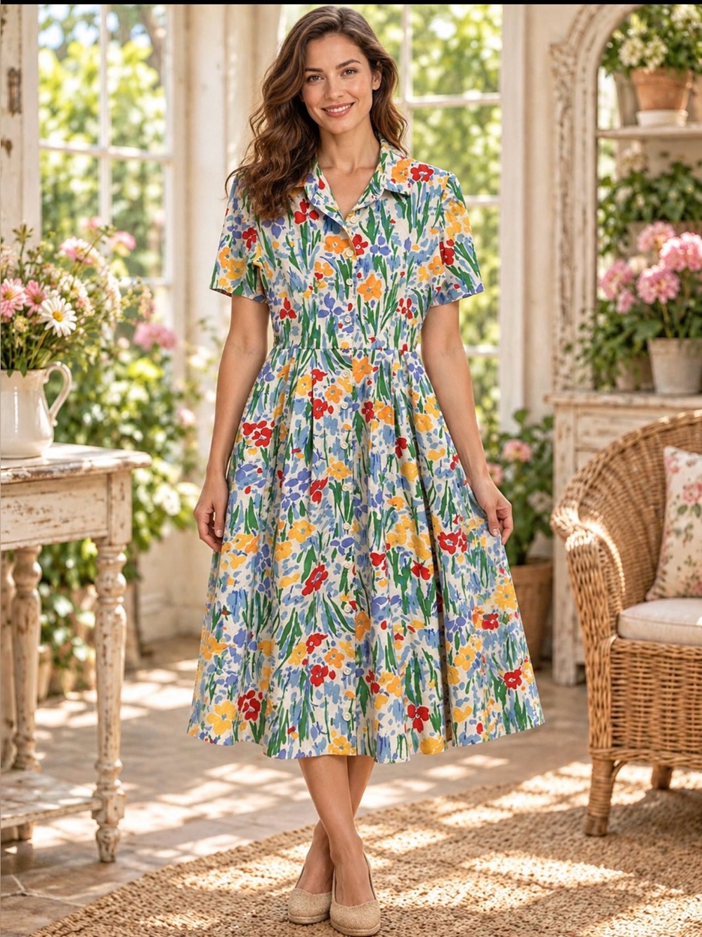 Retro Lili Richards size 10 vintage floral 80’s dress